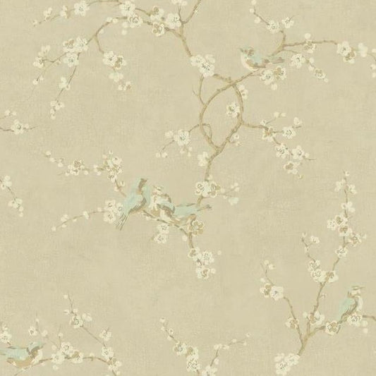 Order HP0325 Birds W/Blossoms Metallic II by Inspired by Color Wallpaper