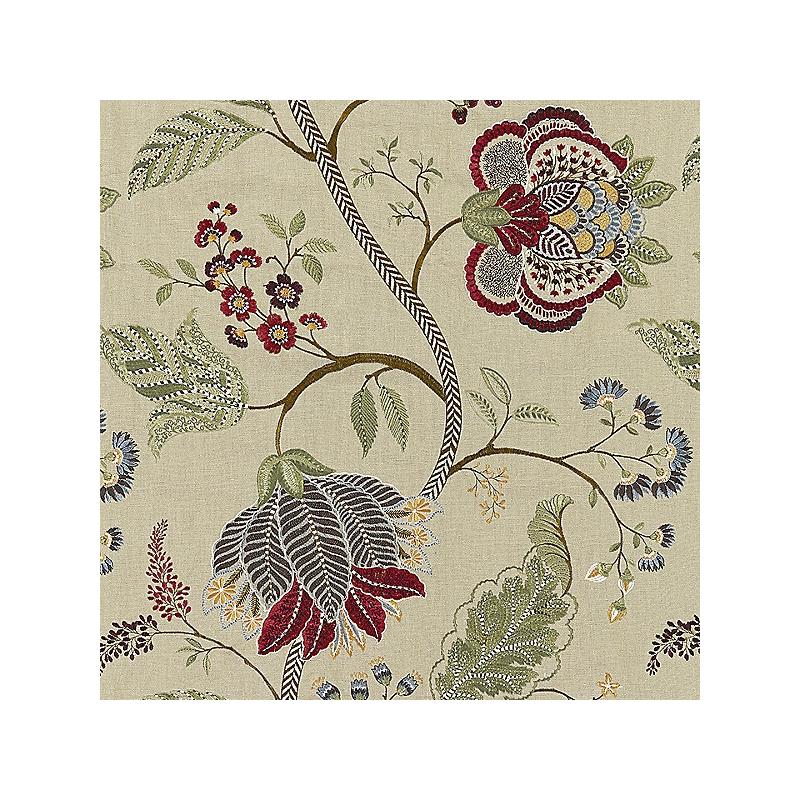 Sample 27175-004 Palampore Embroidery, Cinnamon - Scalamandre Fabric (SC 000427175)