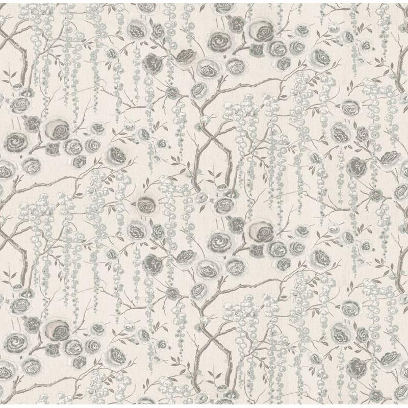 Sample PEONYTREE.11.0 Peonytree Silver Grey Multipurpose Botanical Foliage Fabric by Kravet Basics