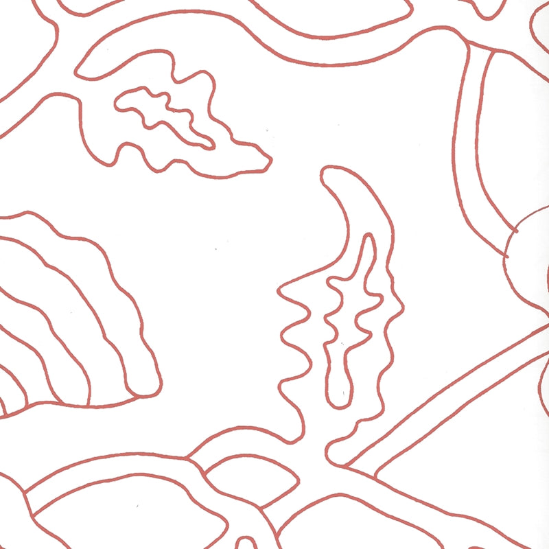 Sample AP804L-04 Potalla Outline, New Shrimp White by Quadrille Wallpaper