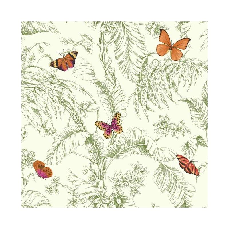 Sample AF2027 Ashford Toiles, Papillon  color green Bugs by Ashford House Wallpaper