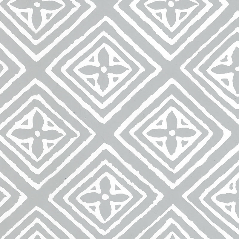 Sample 2490-22WPV Fiorentina, Windsor Blue on White Patent Vinyl by Quadrille Wallpaper