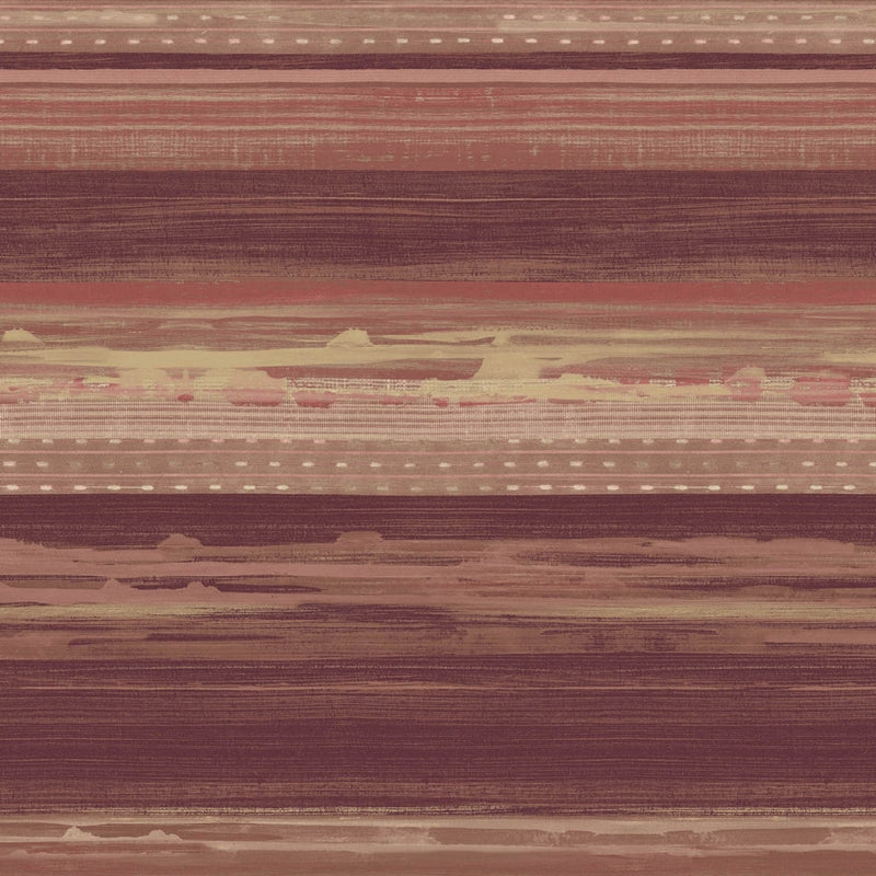 Sample RY31311 Boho Rhapsody, Horizon Brushed Stripe Maroon, Taupe, and Blonde Seabrook Wallpaper