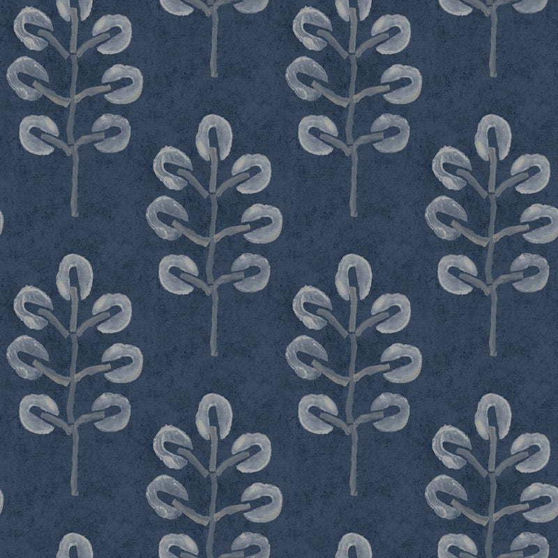 Sample 3124-13872 Thoreau, Plum Tree Dark Blue Botanical Wallpaper by Chesapeake