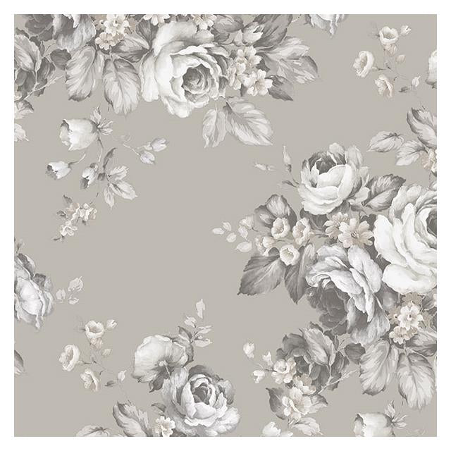 Acquire AF37701 Flourish (Abby Rose 4) Grey Grand Floral Wallpaper in Black Ebony Plum & Pinks  by Norwall Wallpaper