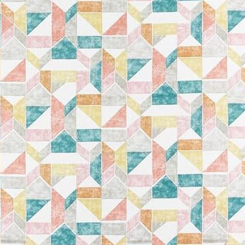 Search F1464/02 Lanna Coral/Teal Geometric by Clarke And Clarke Fabric