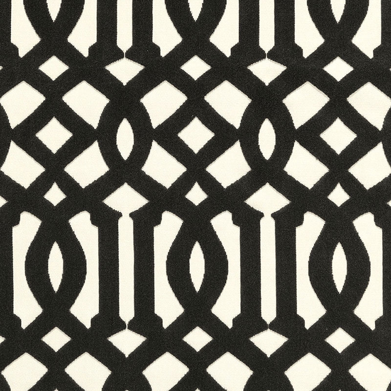 Purchase sample of 65593 Imperial Trellis Velvet, Noir by Schumacher Fabric
