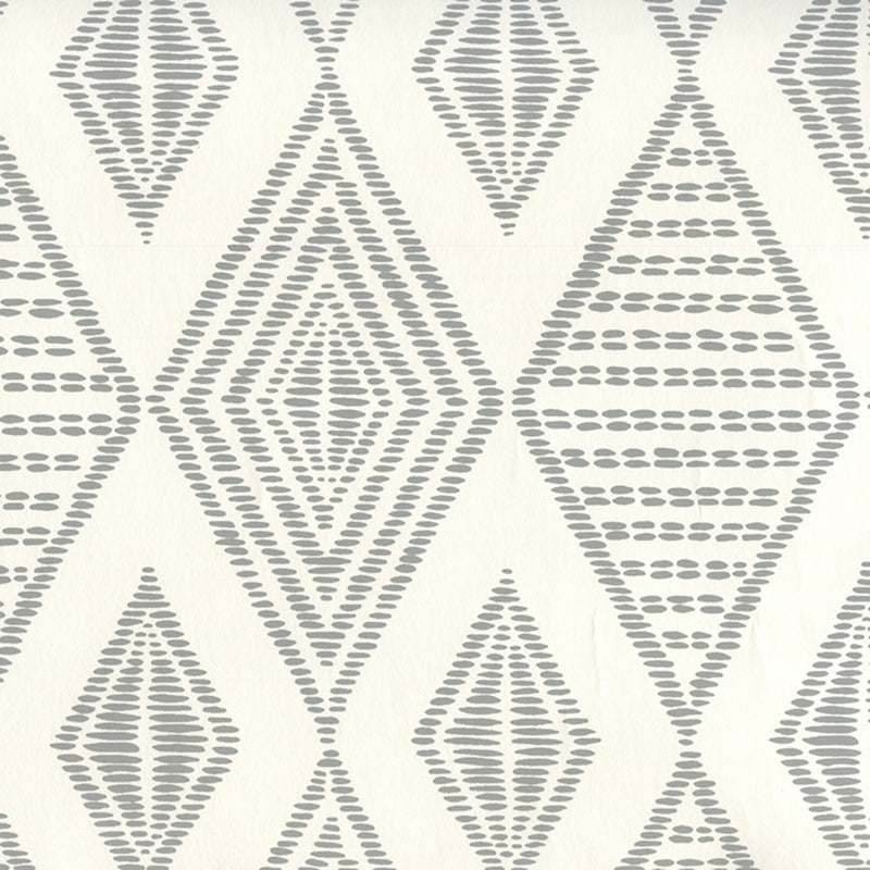 Sample AP850-07 Safari Embroidery, Medium Gray on Almost White by Quadrille Wallpaper