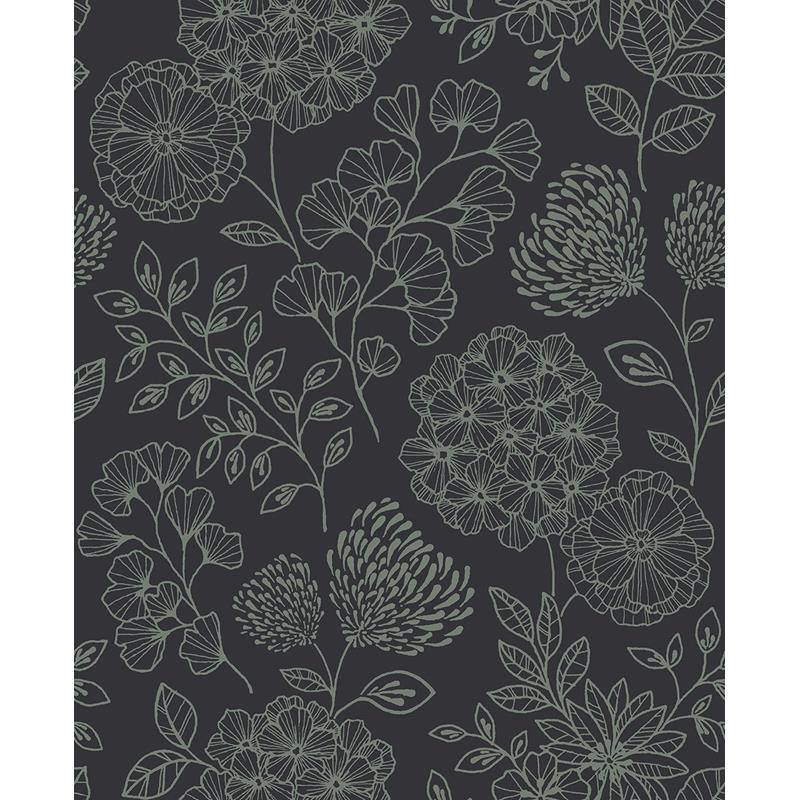 Sample 2975-26206 Scott Living II, Ada Charcoal Floral by A-Street Prints Wallpaper