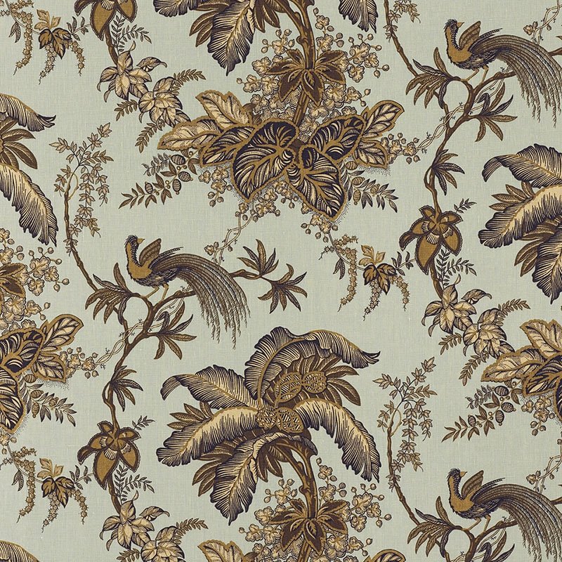 Purchase sample of 171114 Coconut Grove Aqua  Tan by Schumacher Fabric