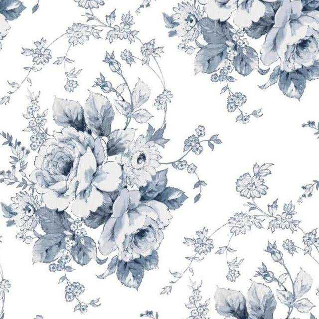 Find FH4087 Simply Farmhouse Heritage Rose Navy/White York Wallpaper
