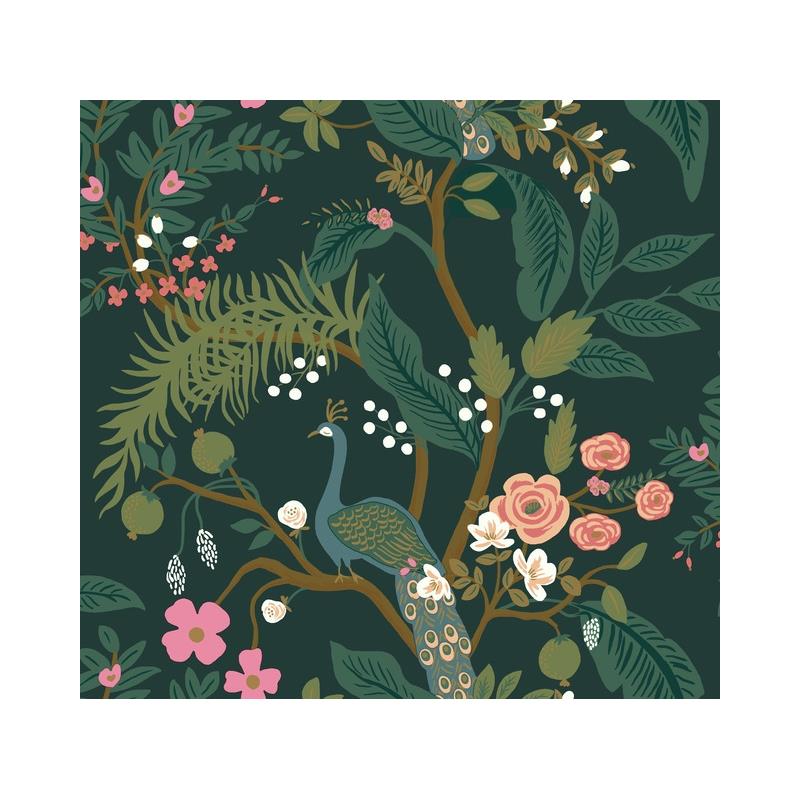 Sample RI5168 Rifle Paper Co. Peacock Emerald York Wallpaper
