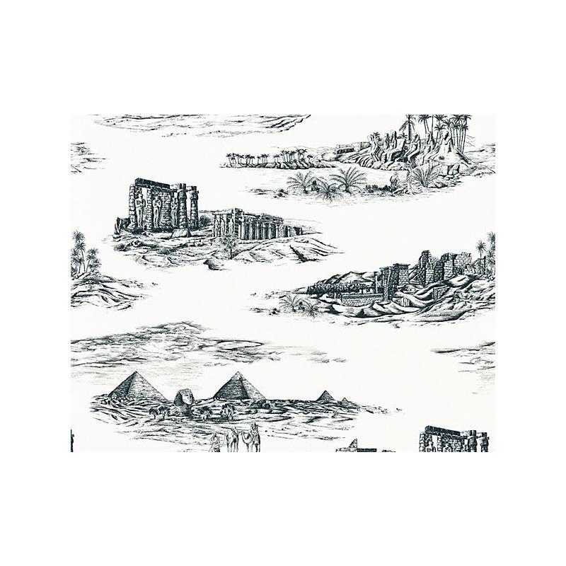 Sample SC 000116635 Cairo Toile, Ink by Scalamandre   Fabric