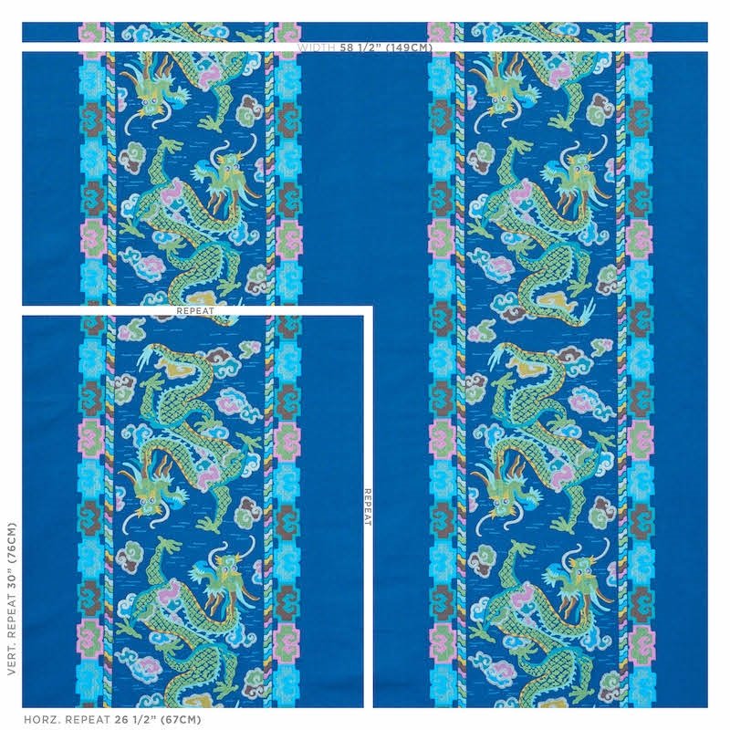 Buy 78091 Lotan Dragon Embroidery Blue Schumacher Fabric