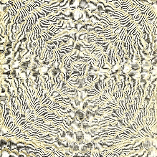 View 5006074 Feather Bloom Onyx Gold Schumacher Wallpaper