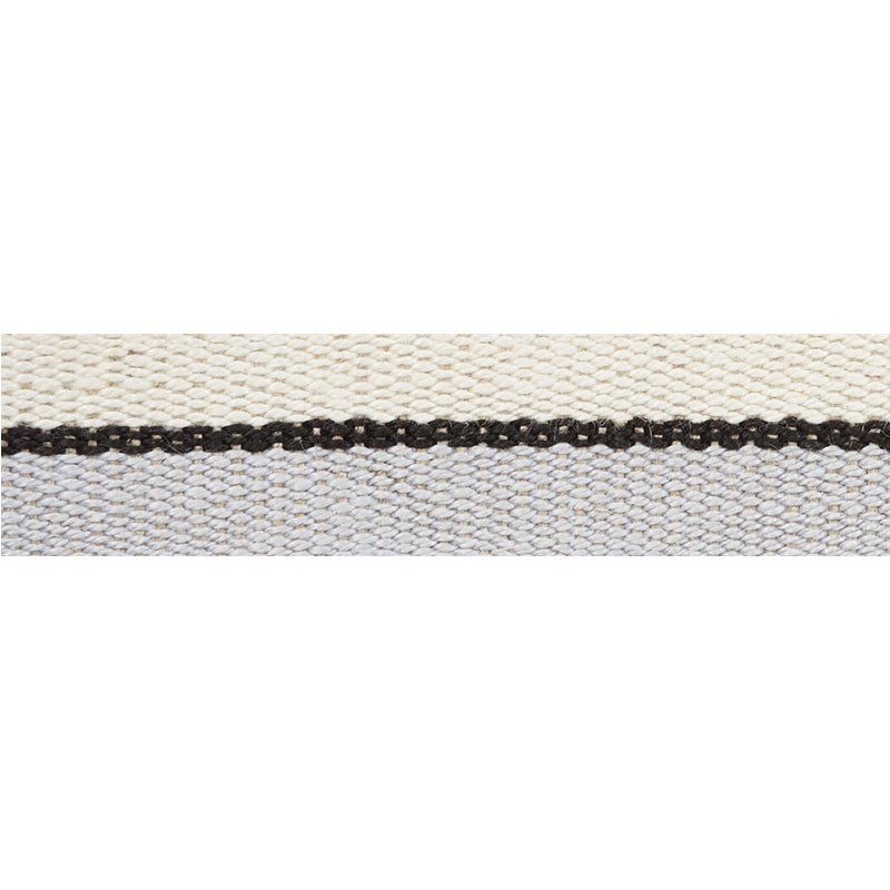 77000 | Ile Saint-Louis Narrow Tape, White Black & Silvery Blue - Schumacher Fabric