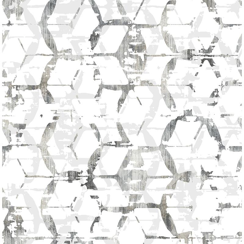Sample 2969-26043 Pacifica, Augustine Black Distressed Geometric by A-Street Prints Wallpaper