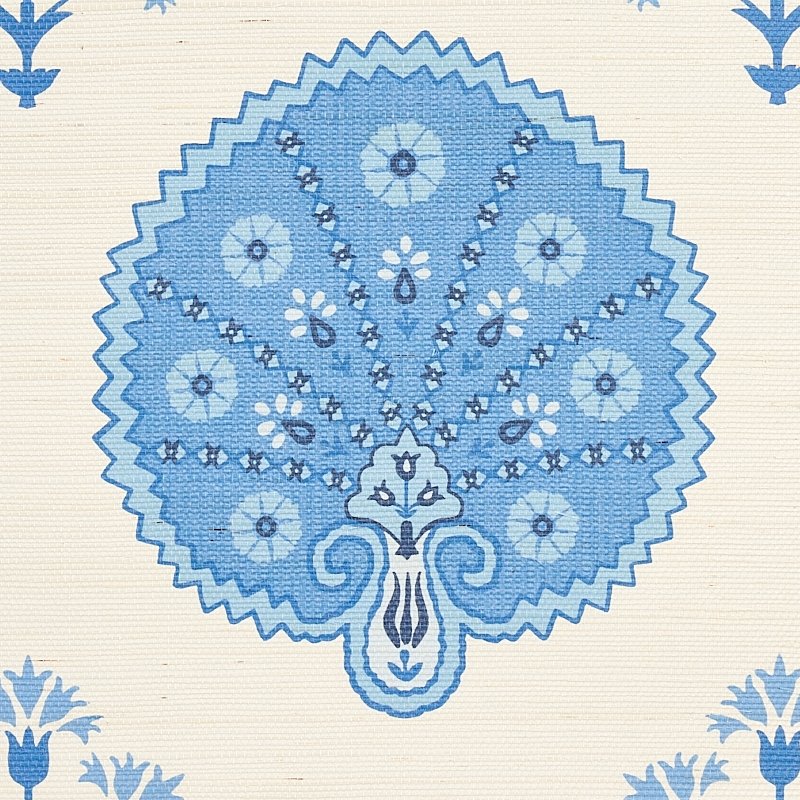 Shop 5012282 Chamba Crown Sisal Blue Schumacher Wallcovering Wallpaper