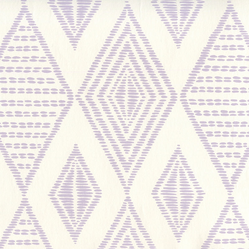 Sample AP850-04 Safari Embroidery, Soft Lavender on Almost White  by Quadrille Wallpaper