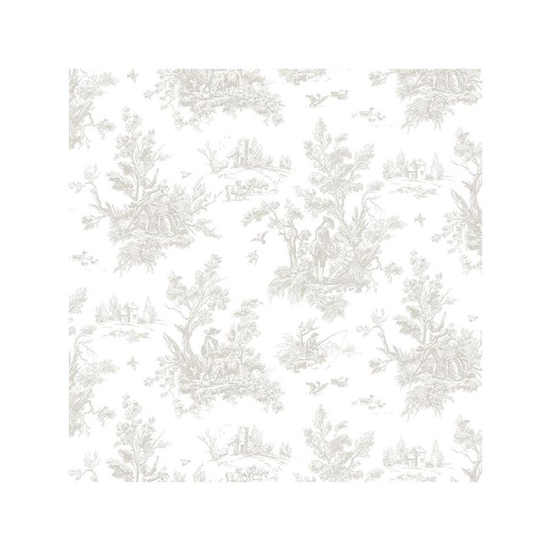 Sample AF37704 Flourish Abby Rose 4, Neutral Toile Wallpaper in Taupe Wool Brown by Norwall