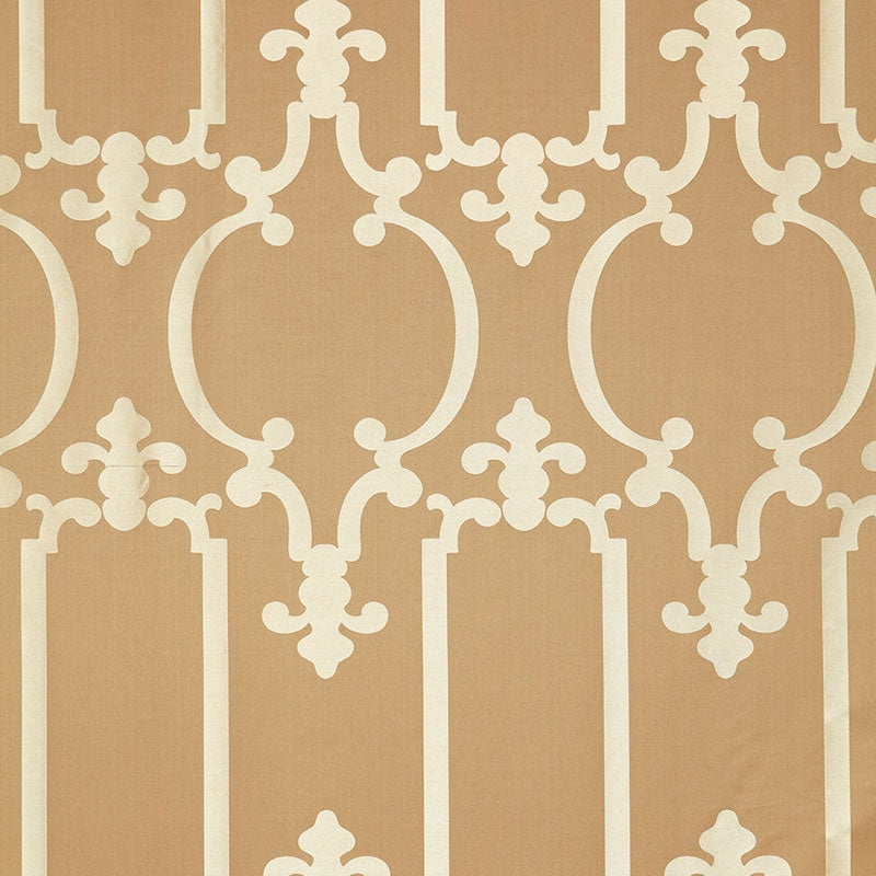 Purchase sample of 55862 Ornamental Silk, Taupe by Schumacher Fabric