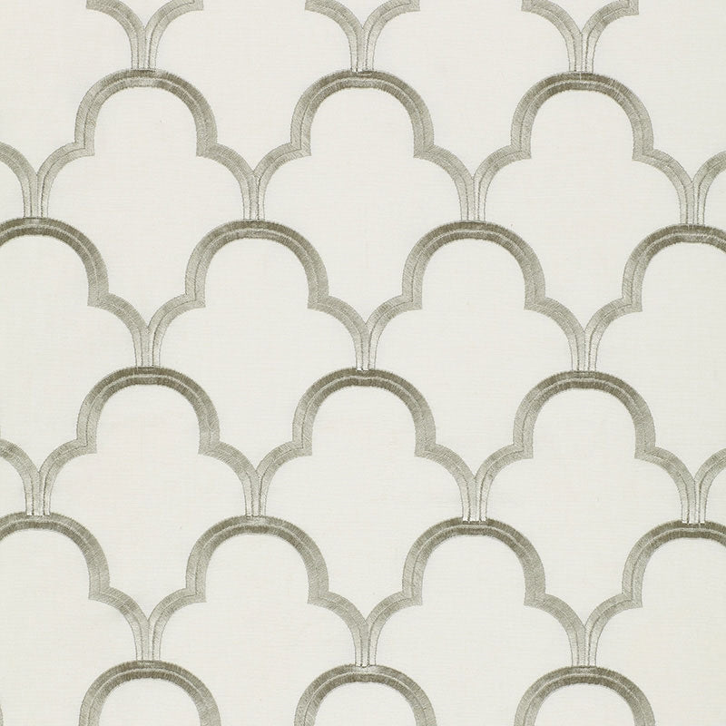 Buy 64323 Scallop Embroidery Platinum by Schumacher Fabric