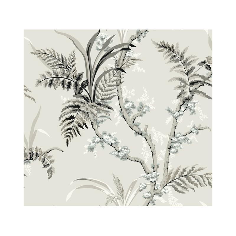 Sample GR5995 Grandmillennial, Enchanted Fern Gray/Beige York Wallpaper