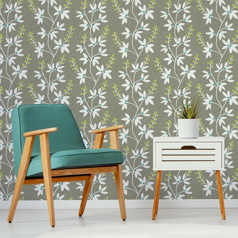 Looking Nus3548 Taupe Lime Fairfield Botanical Peel And Stick Wallpaper