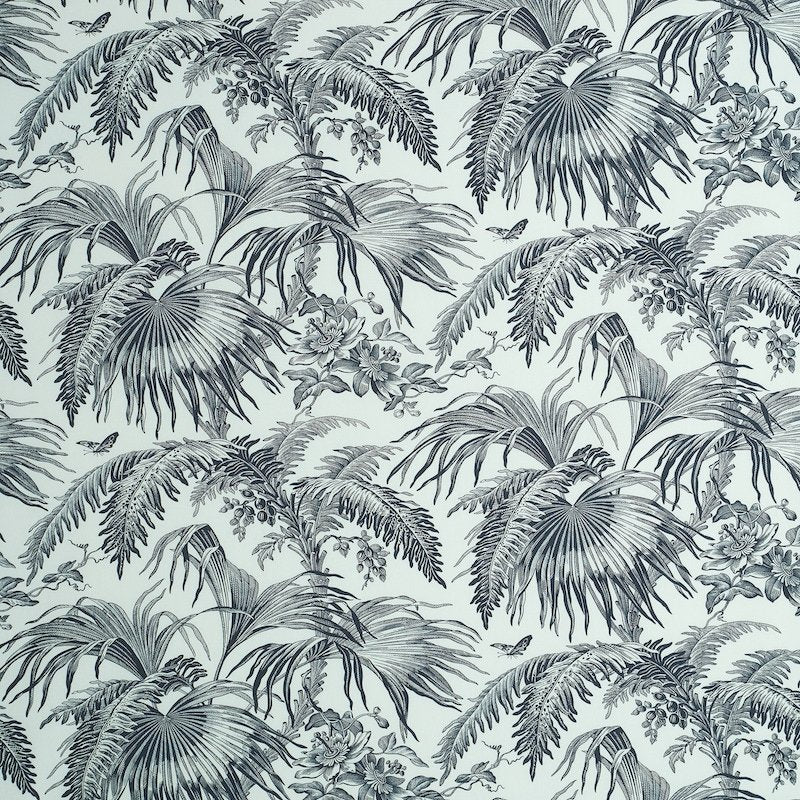 Purchase sample of 179511 Toile Tropique, Black by Schumacher Fabric