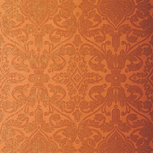 Acquire 5003603 Varenna Damask Terracotta Schumacher Wallpaper