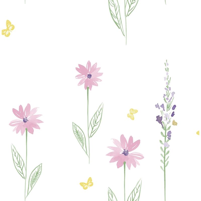 Select DA62601 Day Dreamers Daisy Field Pink and Green by Seabrook Wallpaper