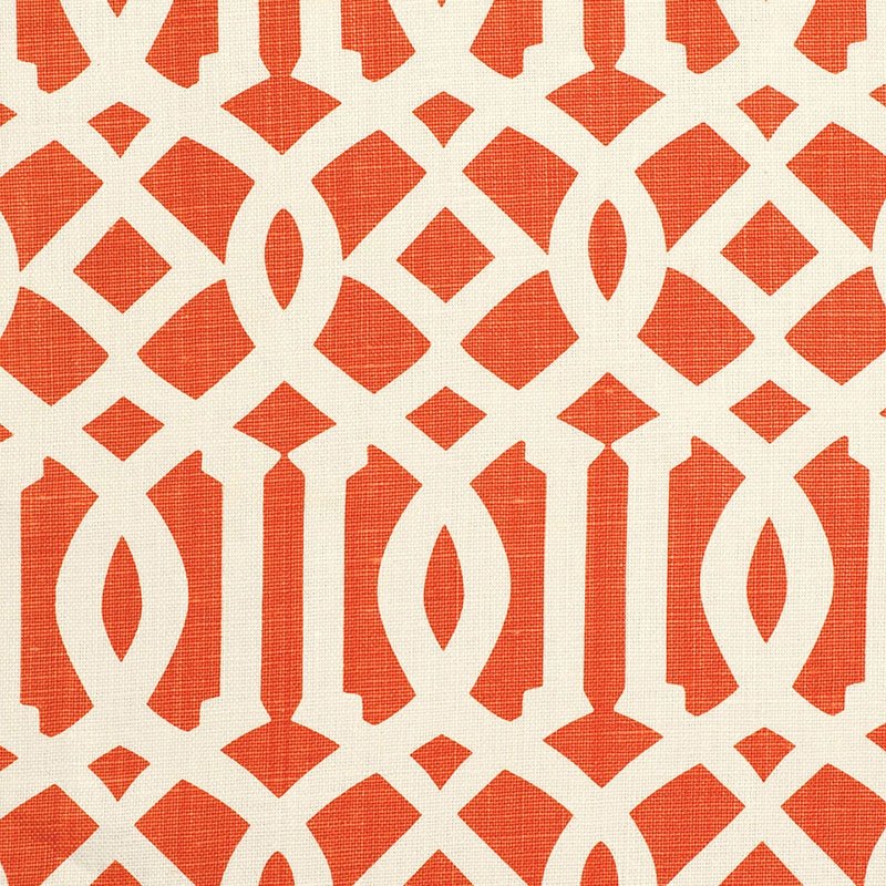 Purchase sample of 174410 Imperial Trellis Ii, Ivory / Mandarin by Schumacher Fabric
