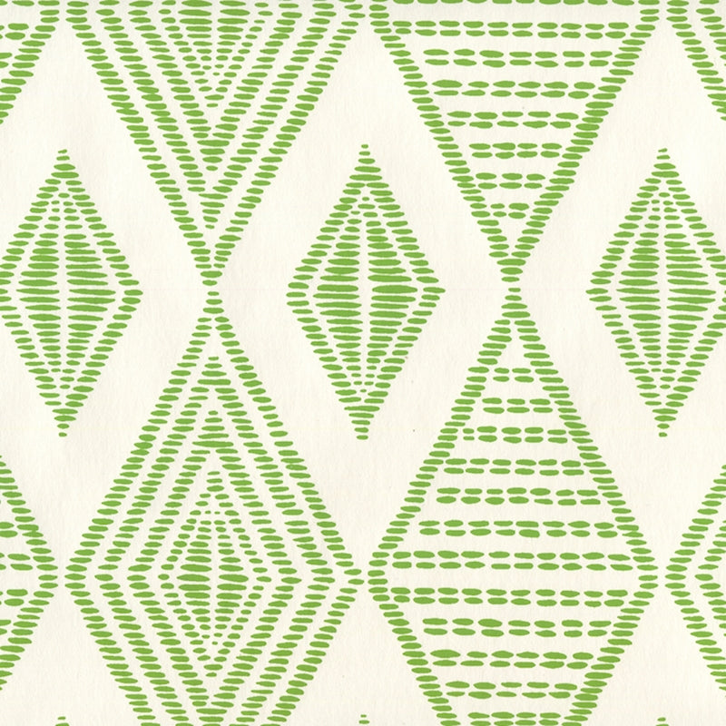 Sample AP850-15 Safari Embroidery, Lime on Almost White by Quadrille Wallpaper