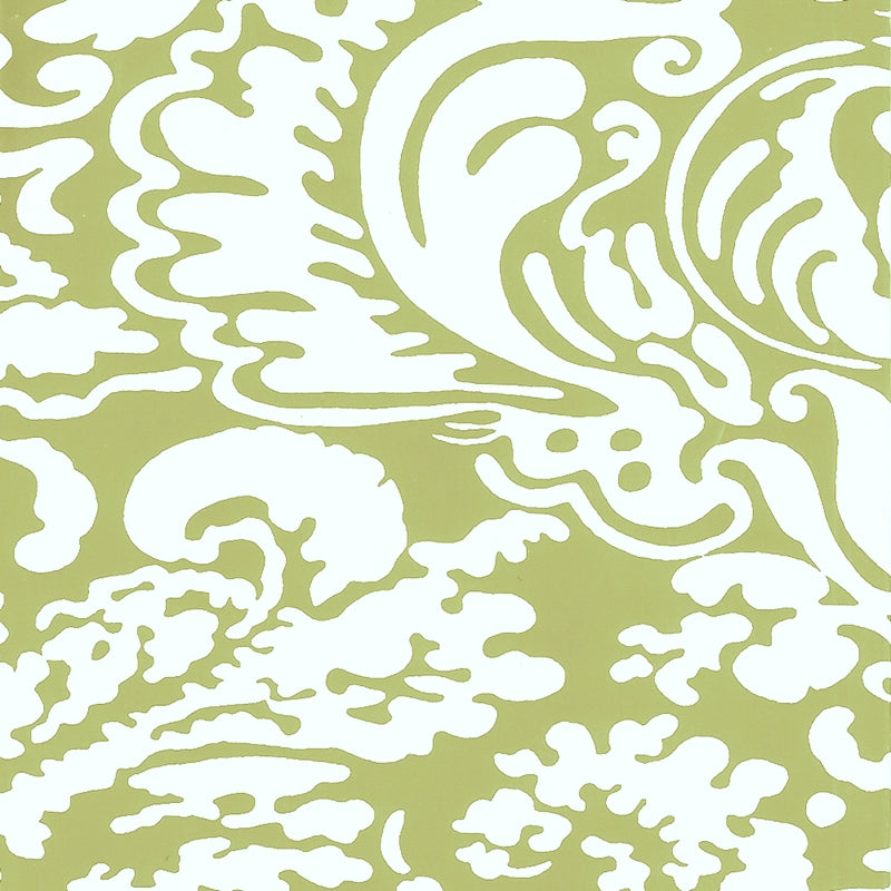 Sample 2335-45WP San Marco Reverse, New Apple on Almost White by Quadrille Wallpaper