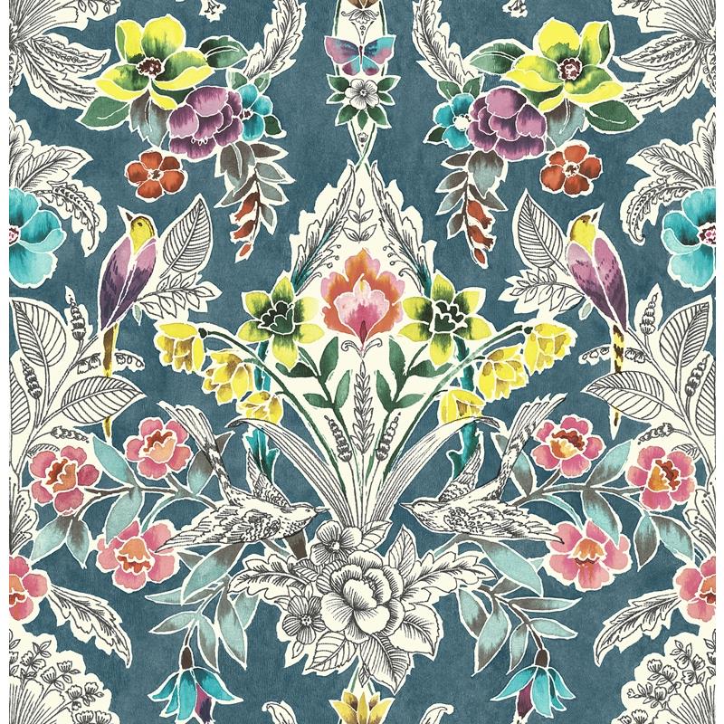 Sample NU3037 Summer Love Teal, Geometric Peel and Stick Wallpaper