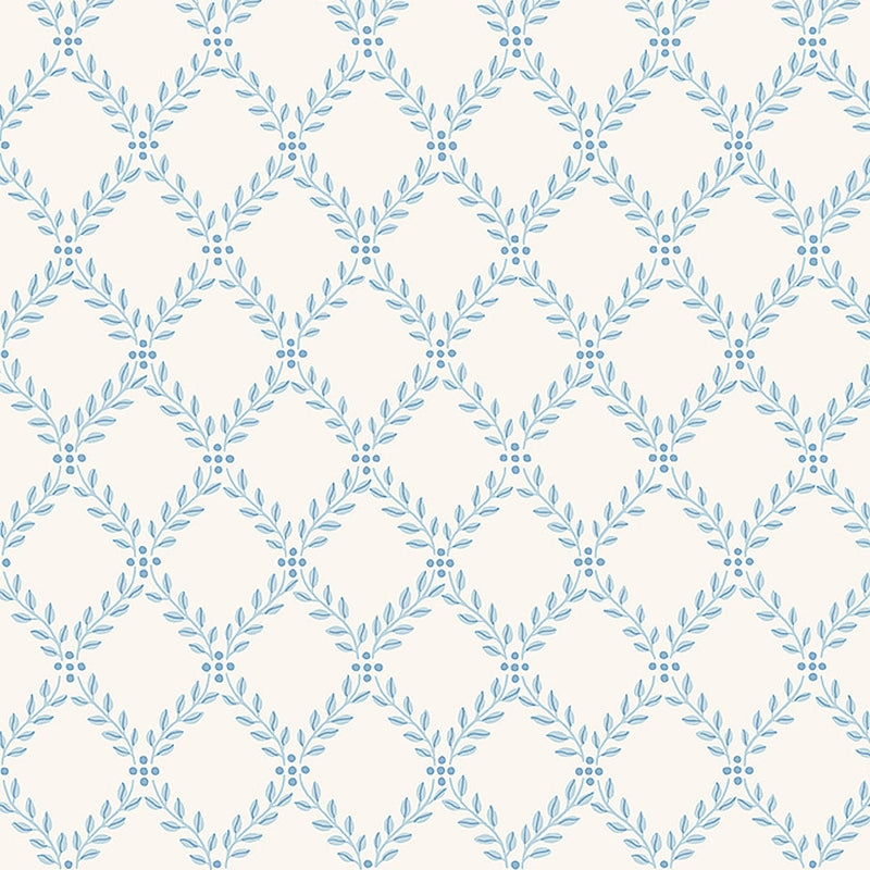 Sample 7672 Trellis Leaves, Blue By Borastapeter Wallpaper