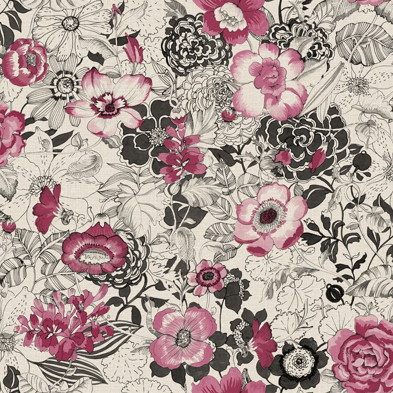 Sample DD138505 Design Department, Penny Pink Floral Wallpaper by Brewster