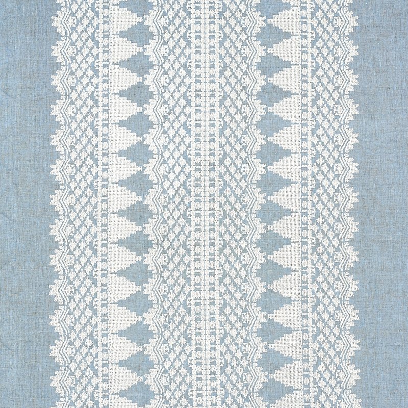 Purchase sample of 75475 Wentworth Embroidery, Chambray by Schumacher Fabric