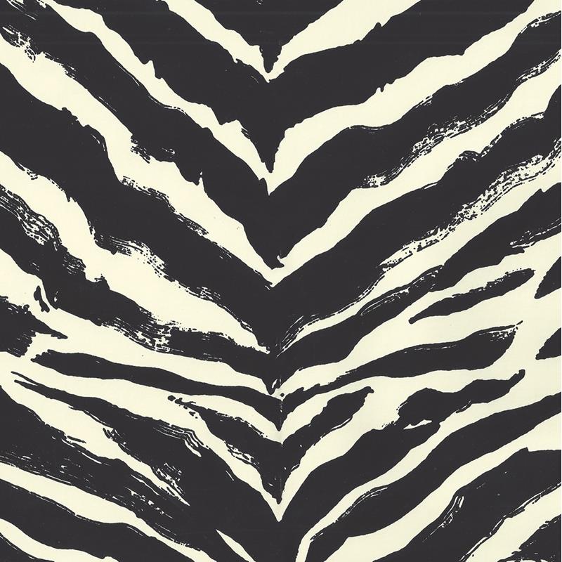 Sample 2110-10WP Nairobi, Black on Off White by Quadrille Wallpaper