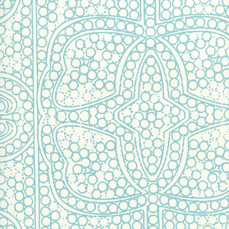 Sample CP1000W-03 Persia, Turquoise on Almost White by Quadrille Wallpaper