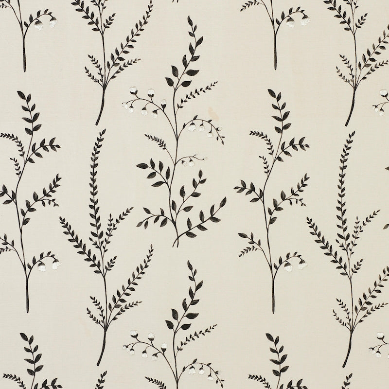 Purchase sample of 78352 Cynthia Embroidered Print, Black by Schumacher Fabric