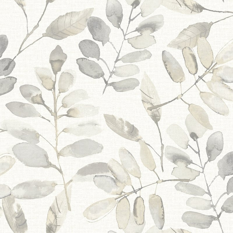 Shop 3124-13907 Thoreau Pinnate Taupe Leaves Wallpaper Taupe by Chesapeake Wallpaper