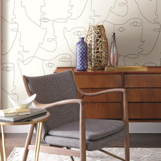 Find Psw1052Rl Line Art Geometrics Grey Peel And Stick Wallpaper