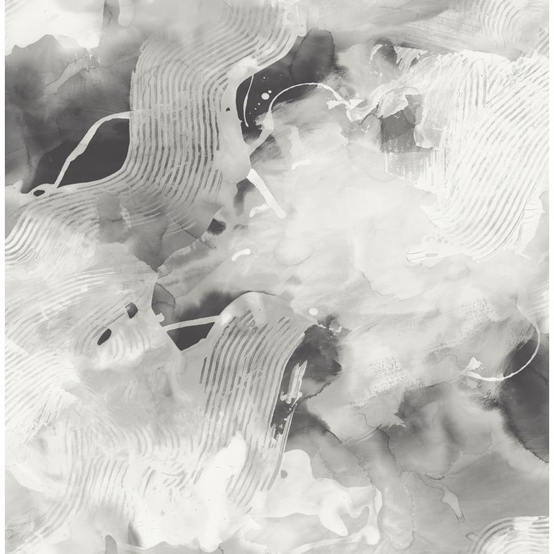 Sample LW50200 Living with Art, Notch Trowel Abstract Grayscale Seabrook Wallpaper