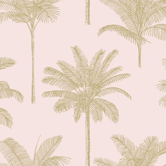 Acquire DD139164 Design Department Taj Blush Palm Trees Wallpaper Blush Brewster