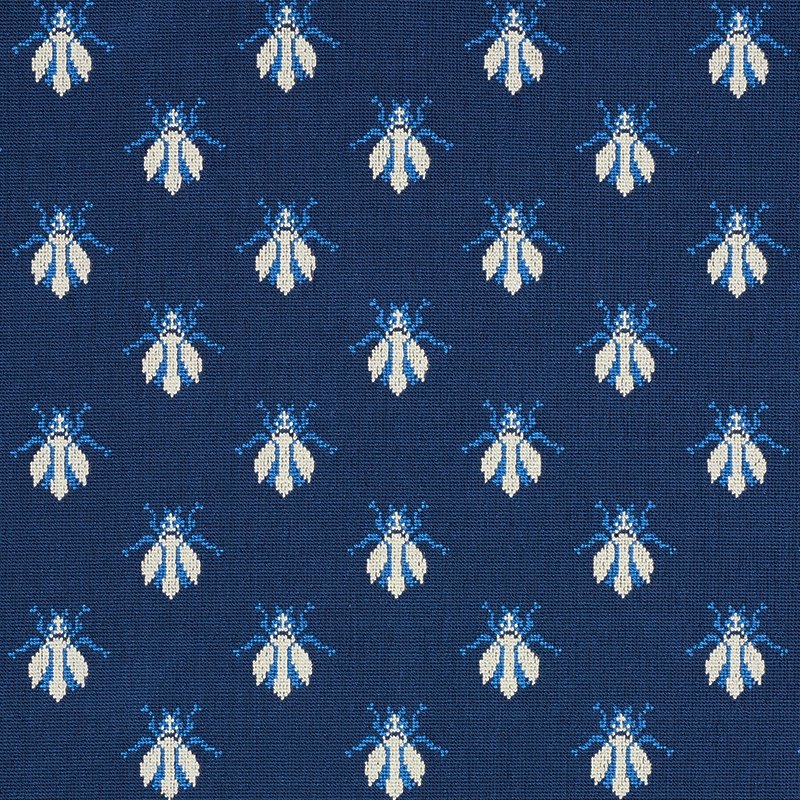 Purchase sample of 77411 Bee Epingle, Blue by Schumacher Fabric
