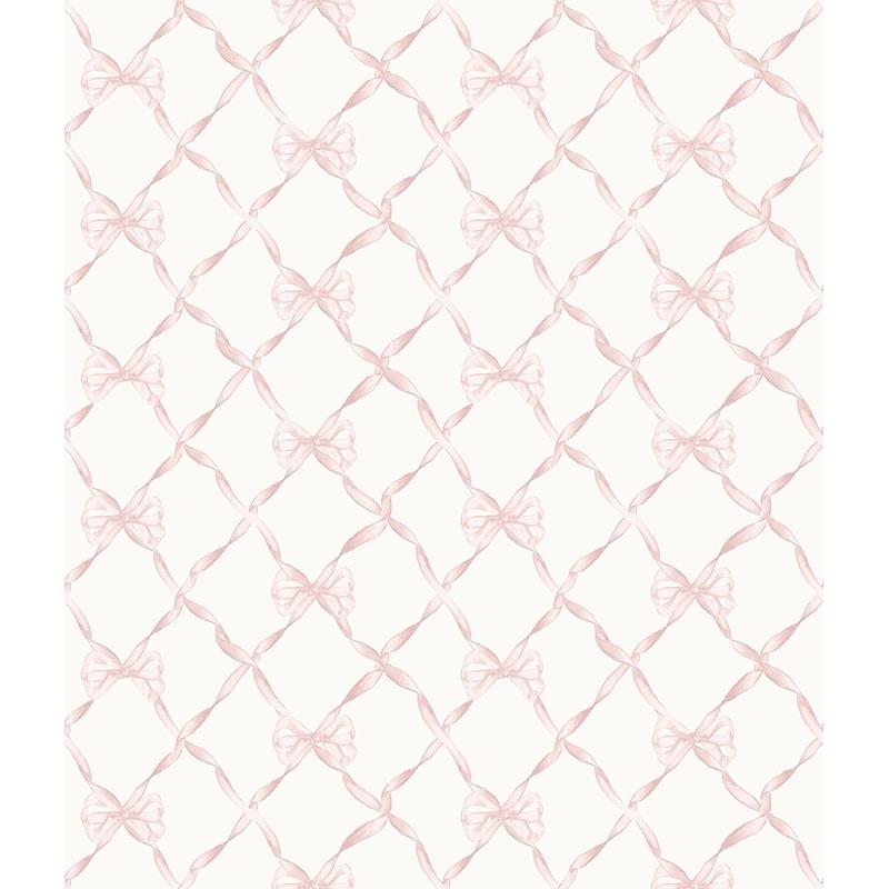 Sample AST4114 LoveShackFancy, Baby Bow Faded Primrose Ribbon Trellis by A-Street Prints Wallpaper