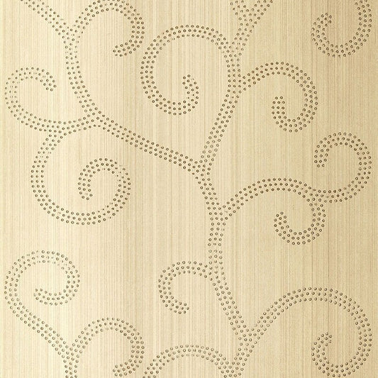 Shop 5005702 Raindrop Scroll White Gold Schumacher Wallpaper