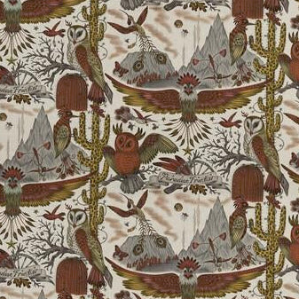 Looking F1489/02 Frontier Linen Gold Animal/Insect by Clarke And Clarke Fabric