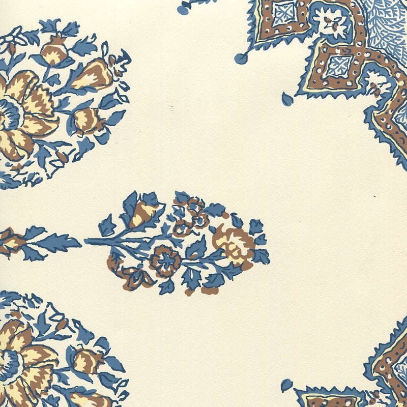 Sample HC1490W-04WP Persepolis, Brown Navy On Off White by Quadrille Wallpaper